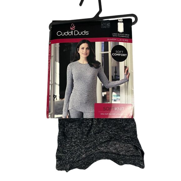Cuddl Duds Long Sleeve Crew Soft Knit w/Thumb Holes Women's Size X-Small Gray - Picture 1 of 15